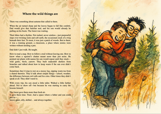 Product photo of a fully personalised illustrated book for Dads