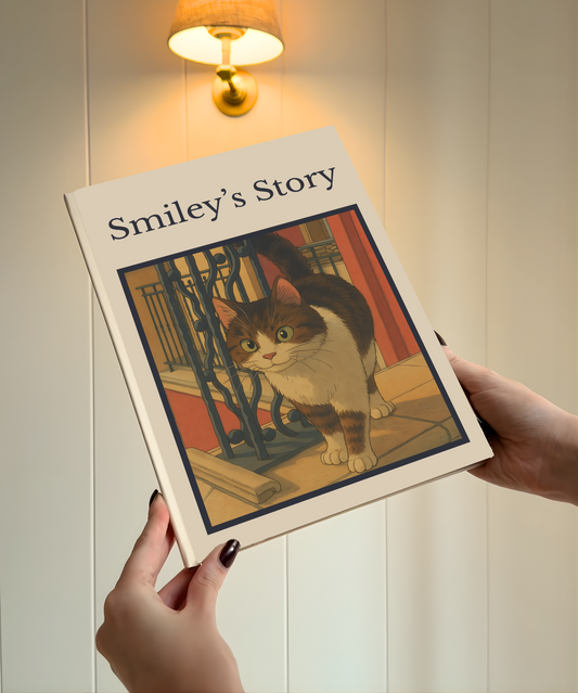 Product photo of a fully personalised book for cat owners 