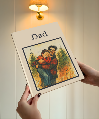 Product photo of a fully personalised illustrated book for Dads
