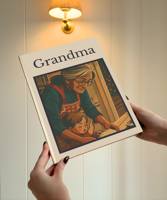 Product photo of a fully personalised illustrated book for grandmothers