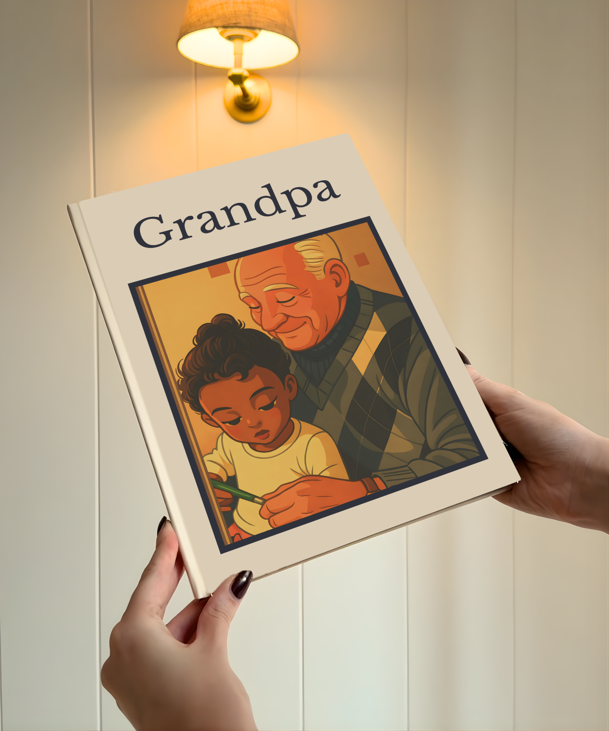Product photo of a fully personalised illustrated book for grandfathers