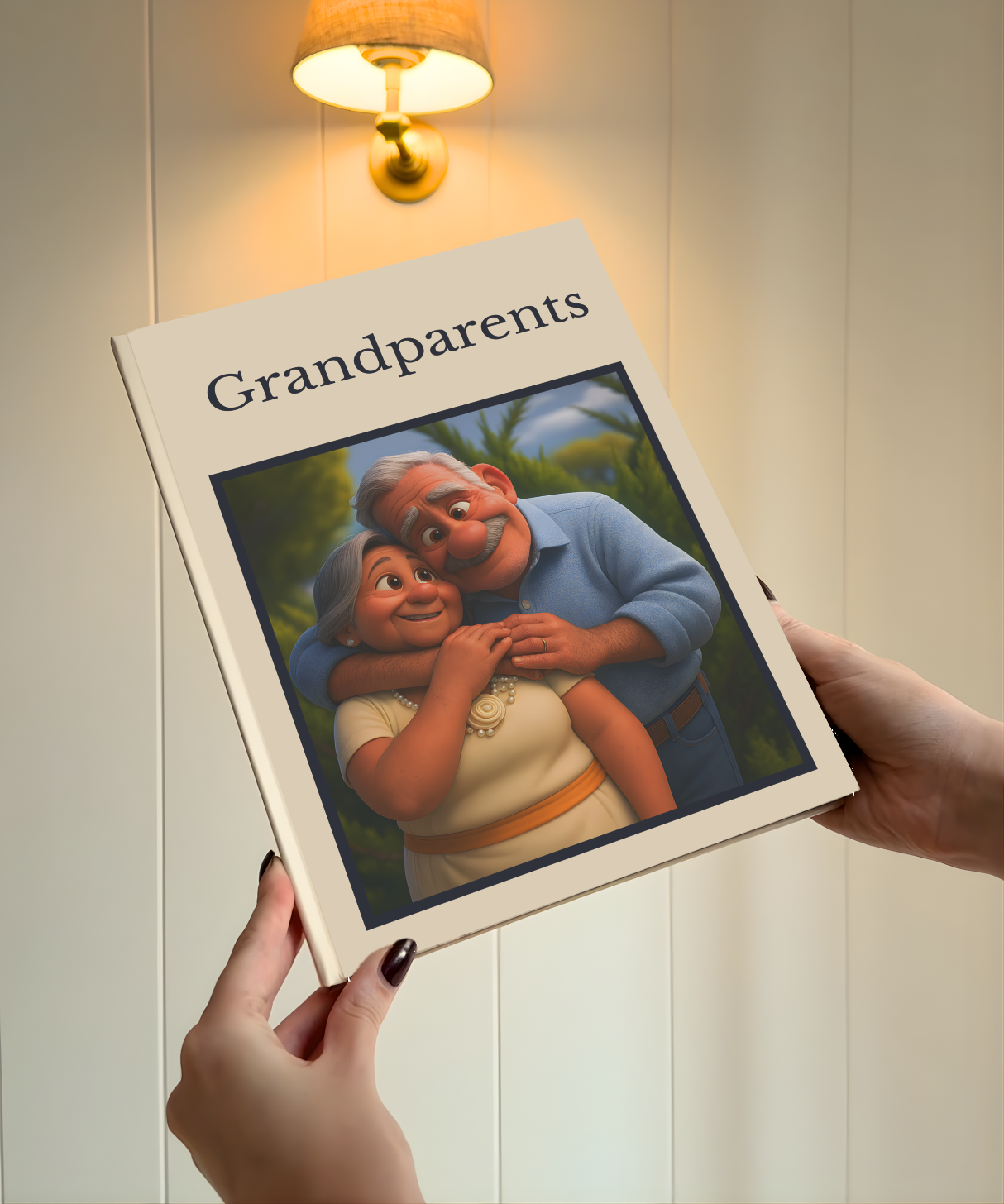 Product photo of a fully personalised illustrated book for grandparents