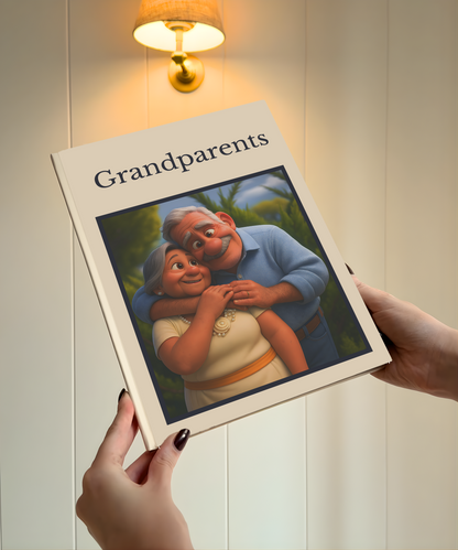 Product photo of a fully personalised illustrated book for grandparents