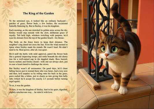 Product photo of a fully personalised book for cat owners